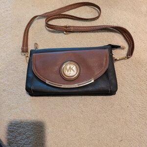 Michael Kors Black and Brown Crossbody Bag